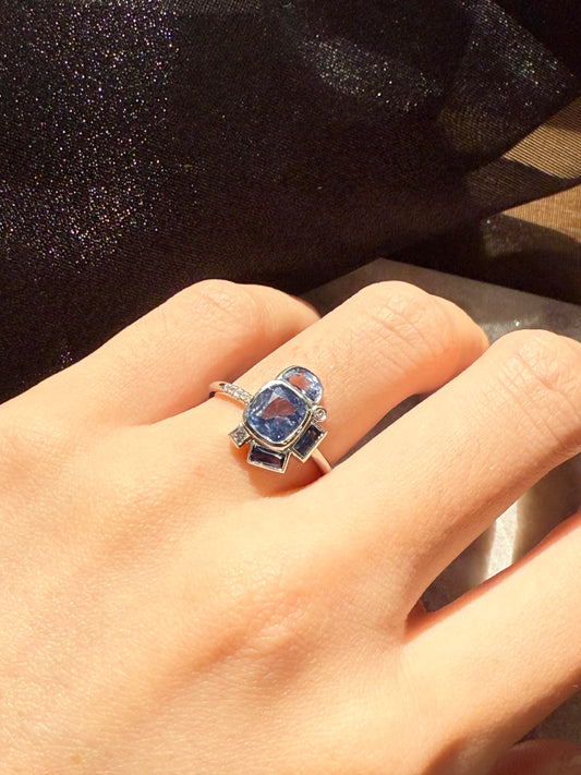 Bauhaus Glow Blue Sapphire Ring
