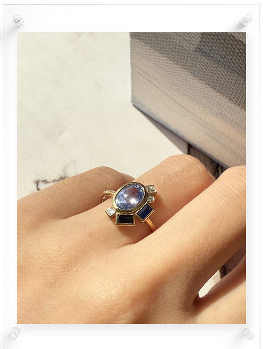 Bauhaus Aether Blue Sapphire Ring