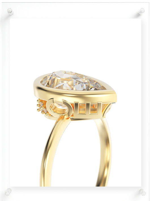 YNB Pear Diamond & Moissanite Bezel Ring