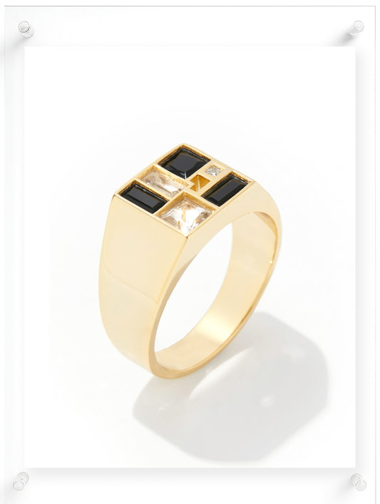 Men's Poetic Mind Black Onyx Ring - 14k Plated Gold