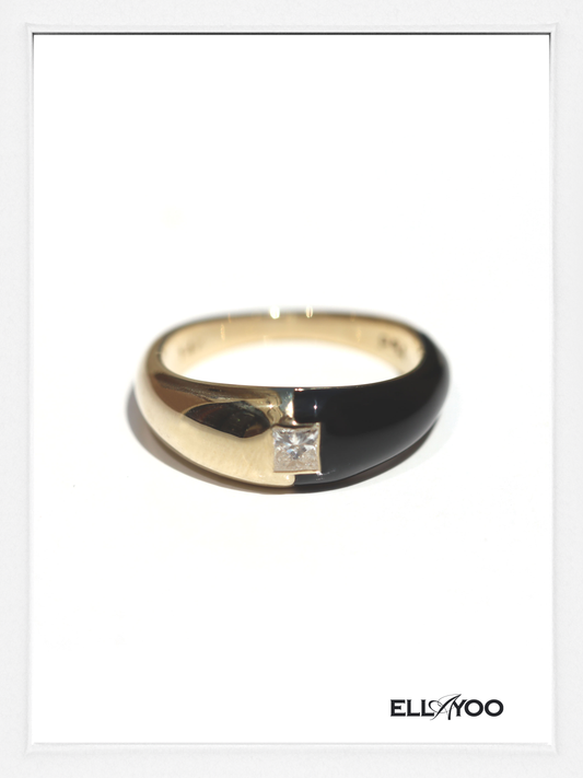 bold design gold ring with enamel