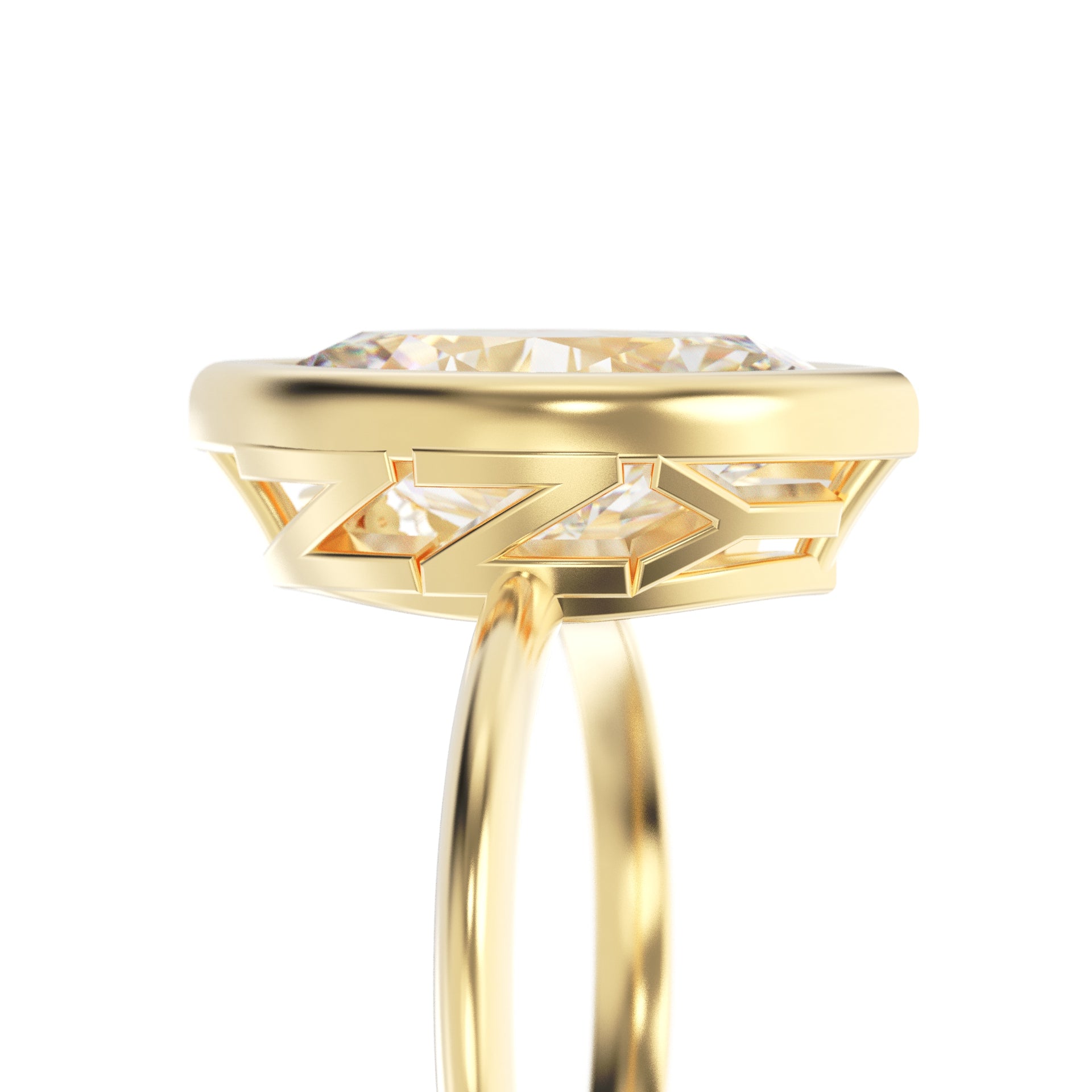 YNB Marquise Diamond & Moissanite Bezel Ring