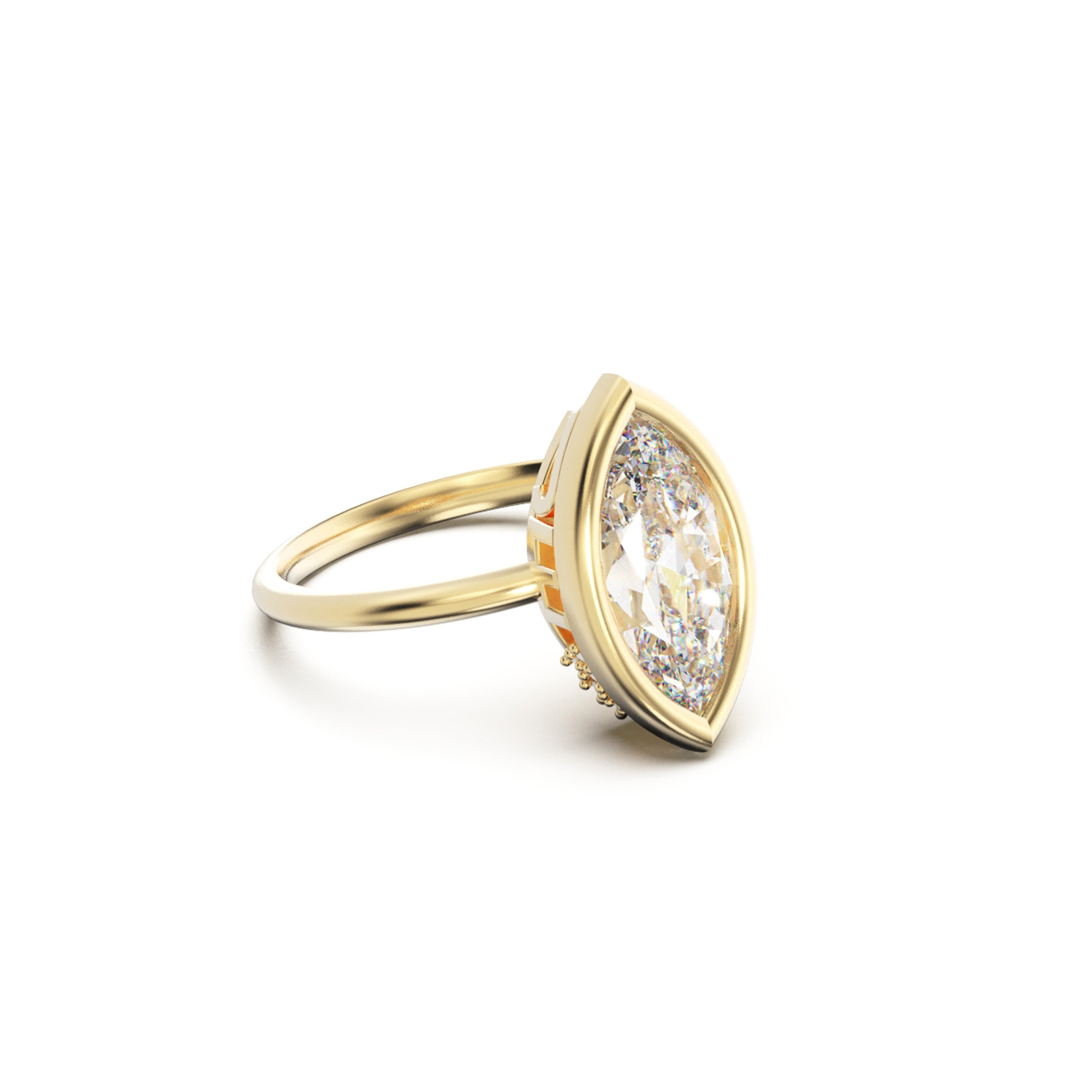 YNB Marquise Diamond & Moissanite Bezel Ring