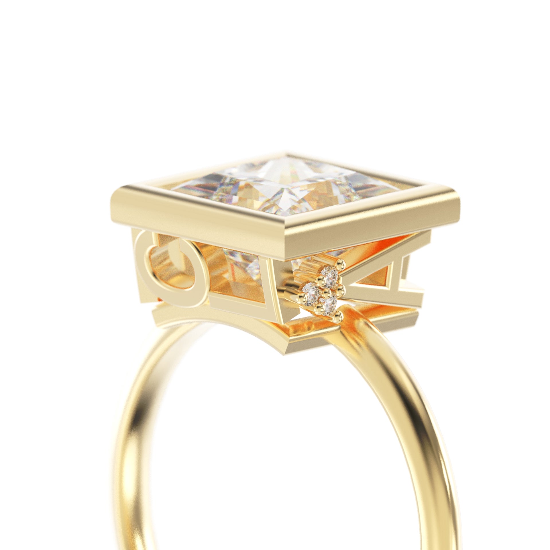 YNB Princess Diamond & Moissanite Bezel Ring