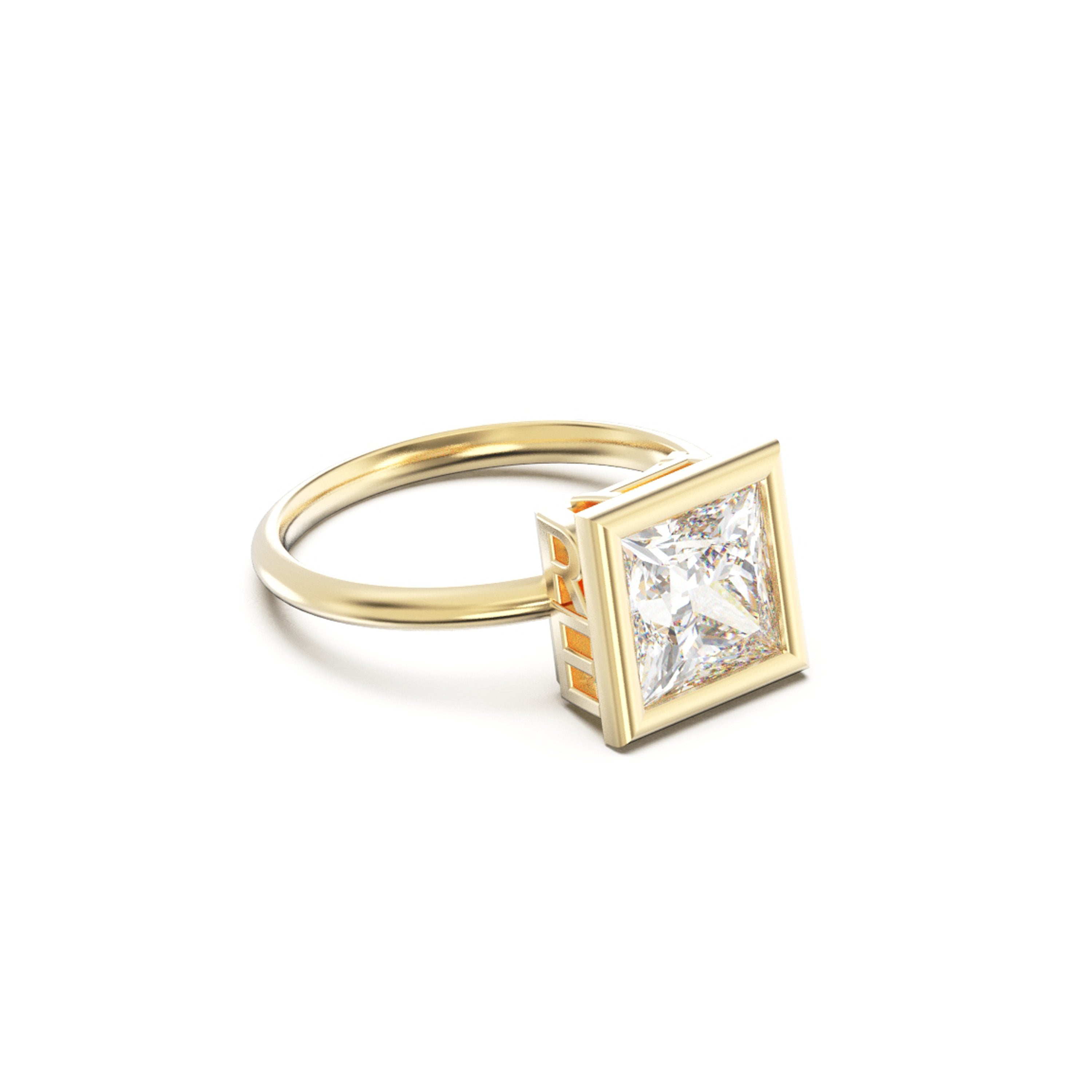 YNB Princess Diamond & Moissanite Bezel Ring
