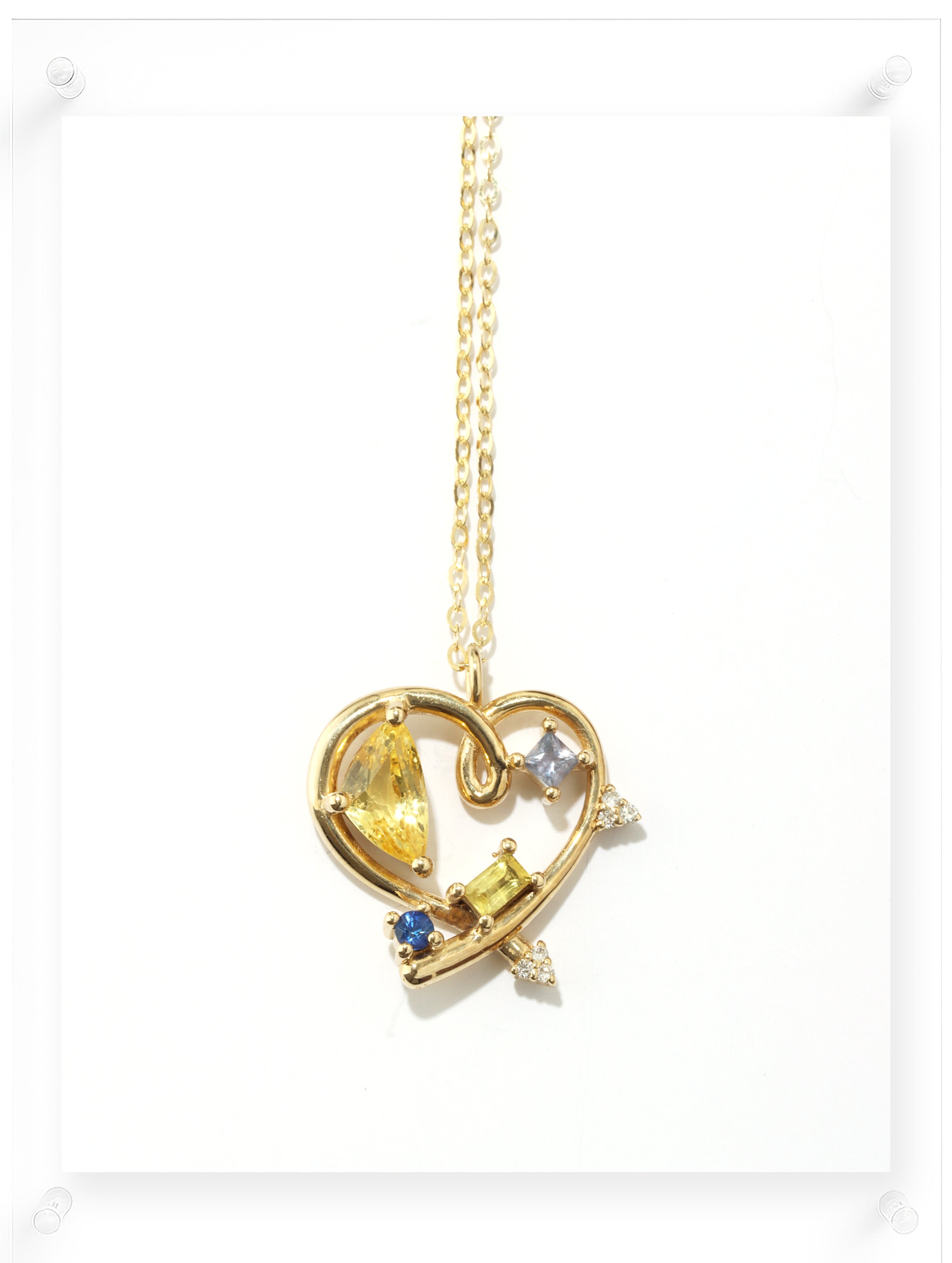 Bauhaus Heart Necklace - Yellow Sapphire