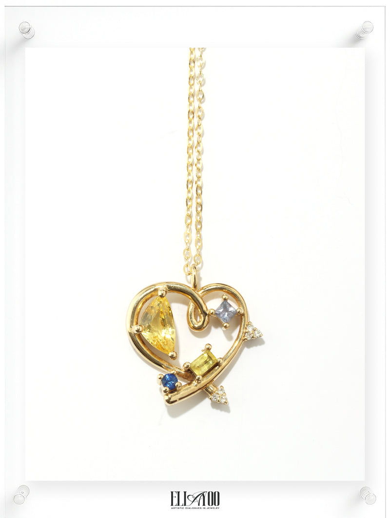 Bauhaus Heart Necklace - Yellow Sapphire