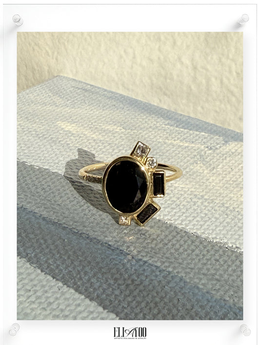 Bauhaus Sophisticated Black Onyx Ring
