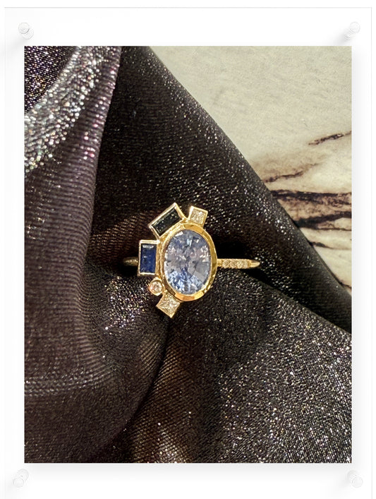 Bauhaus Aether Blue Sapphire Ring