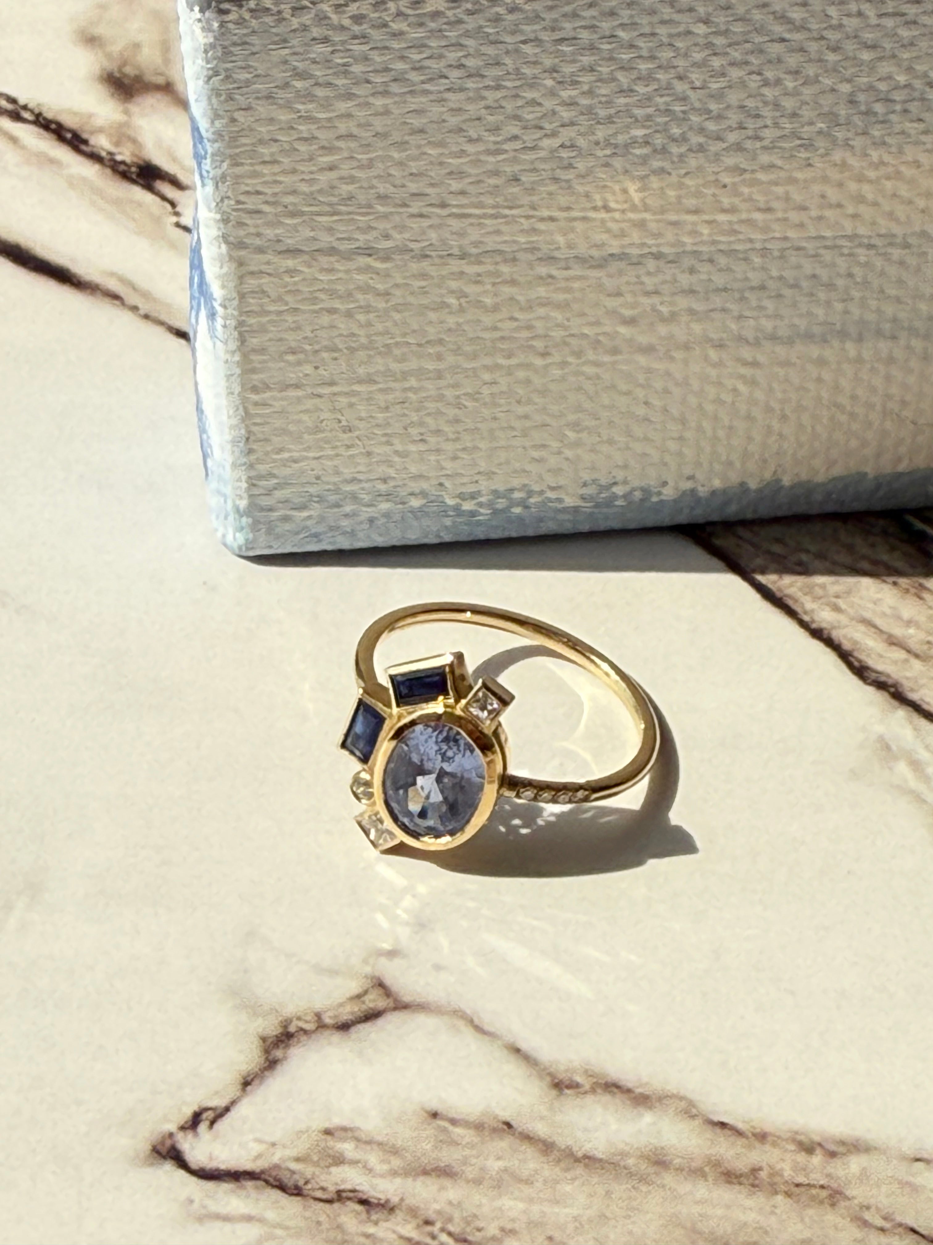 Bauhaus Aether Blue Sapphire Ring