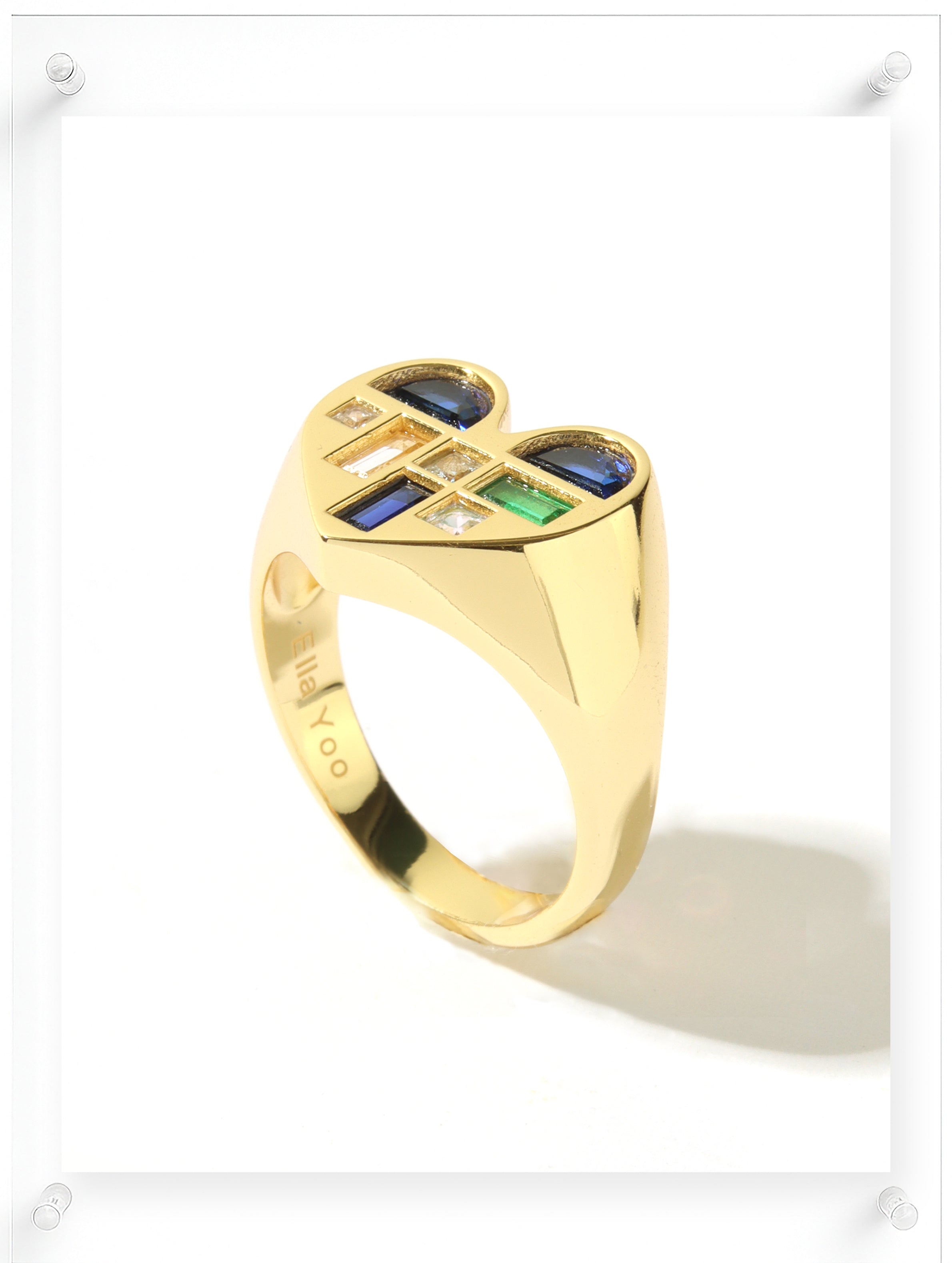 Poetic Heart Blue Sapphire Ring - 14k Plated Gold
