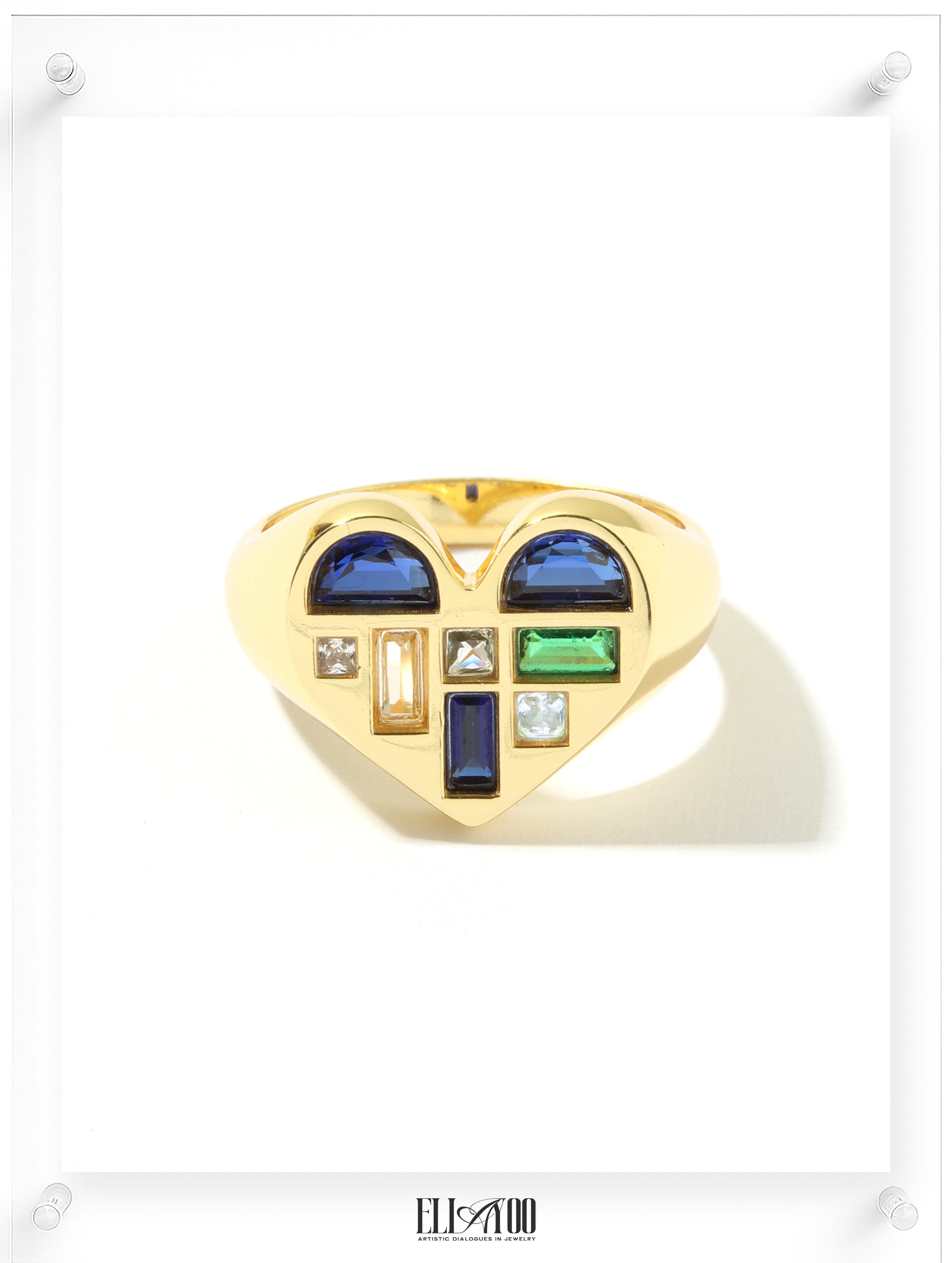 Poetic Heart Blue Sapphire Ring - 14k Plated Gold