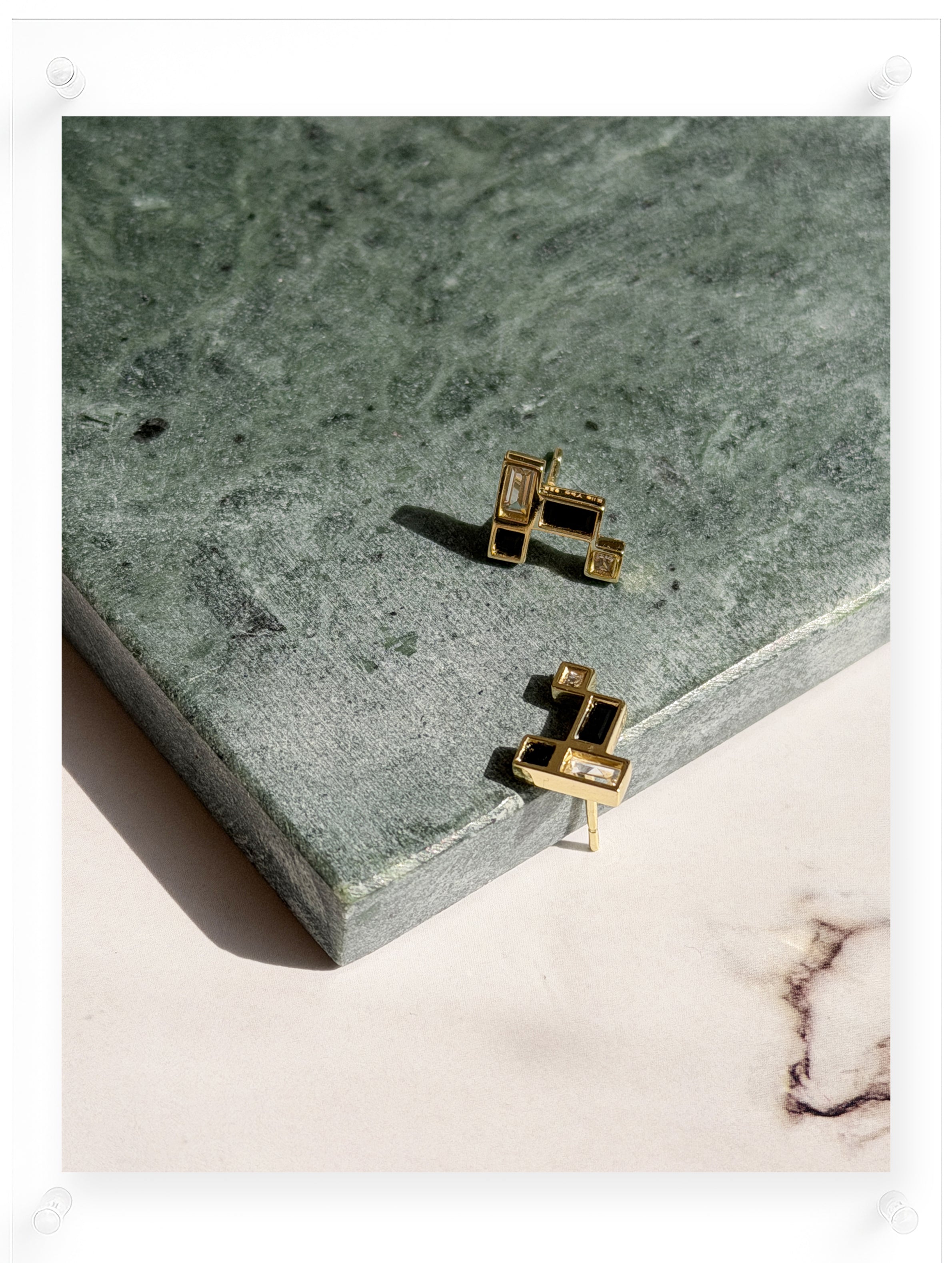 Gentle Mind Onyx Earring - 18k Plated Gold (Pair)