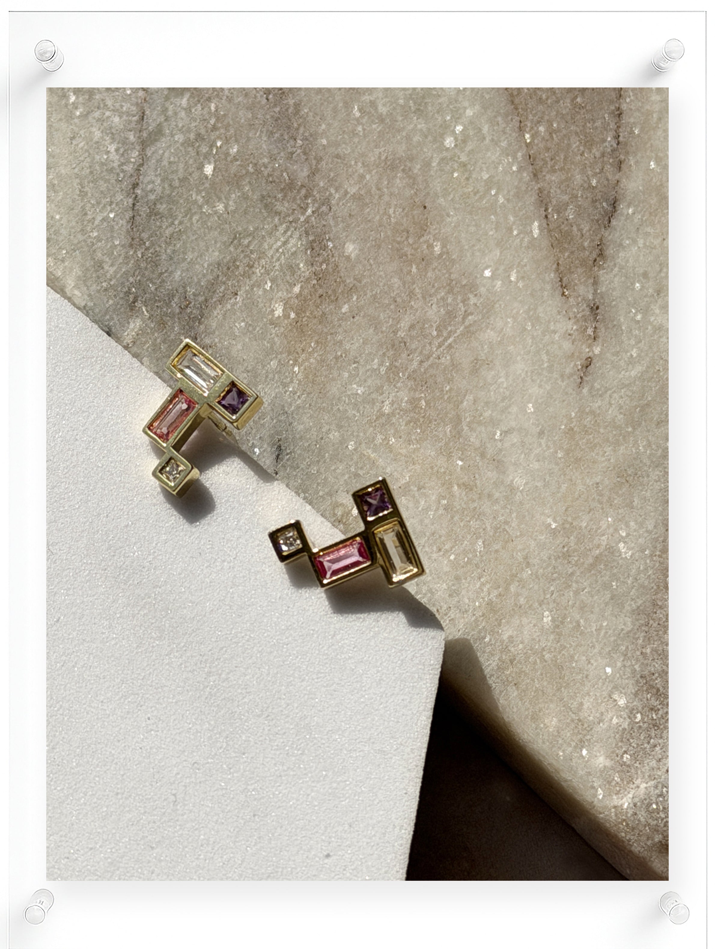 Gentle Mind Pink Sapphire Earring - 18k Plated Gold (Pair)