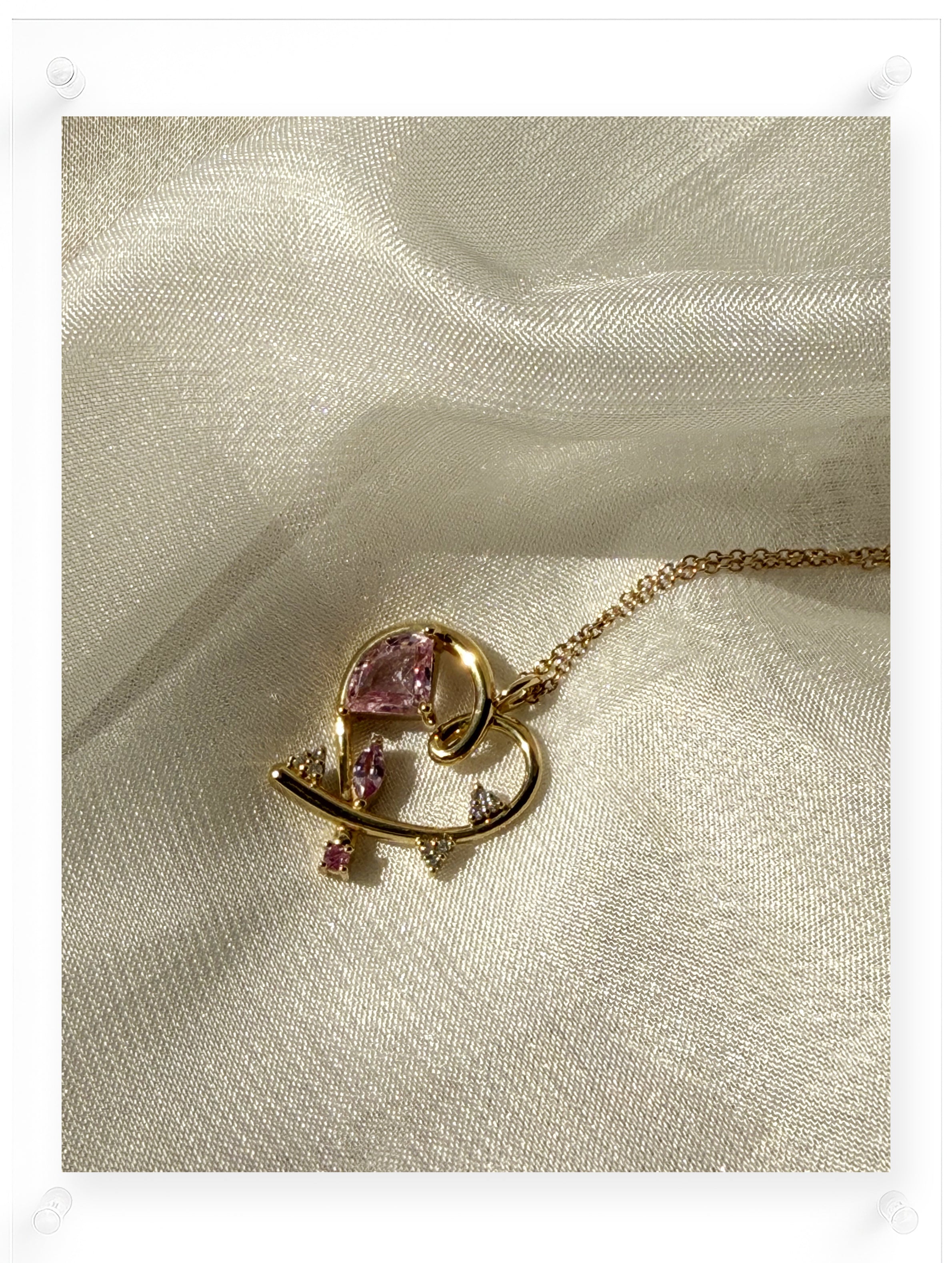 Bauhaus Heart Necklace - Pink Sapphire