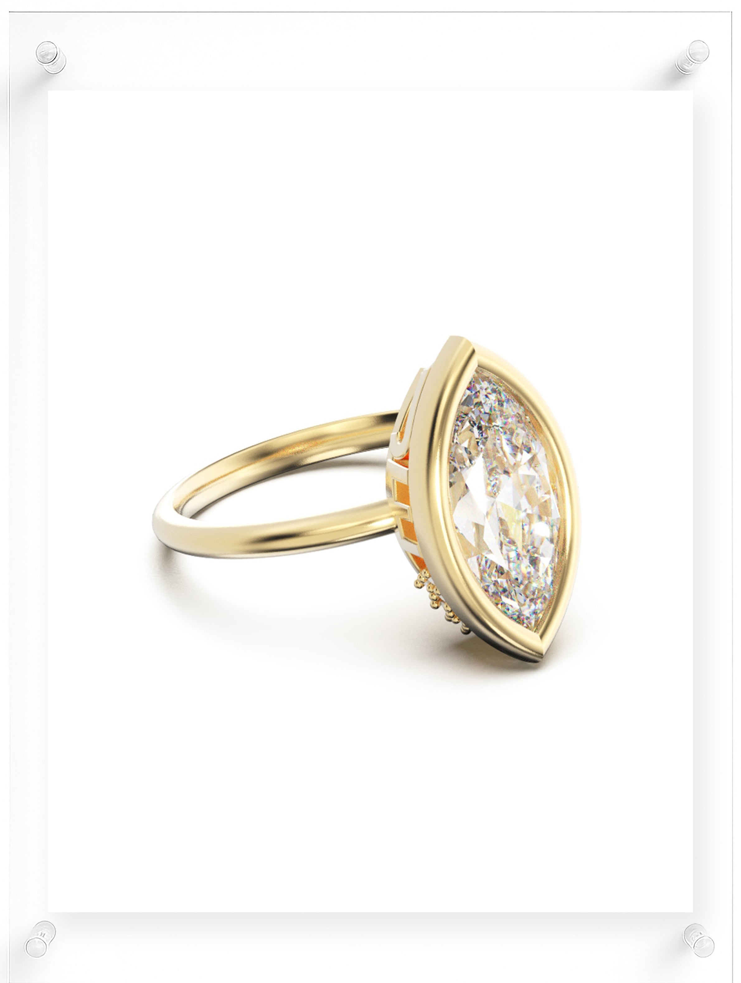 YNB Marquise Diamond & Moissanite Bezel Ring