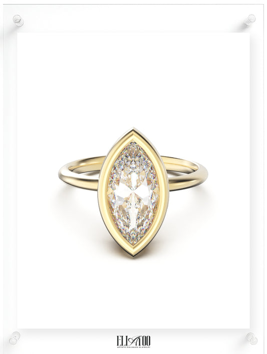 YNB Marquise Diamond & Moissanite Bezel Ring