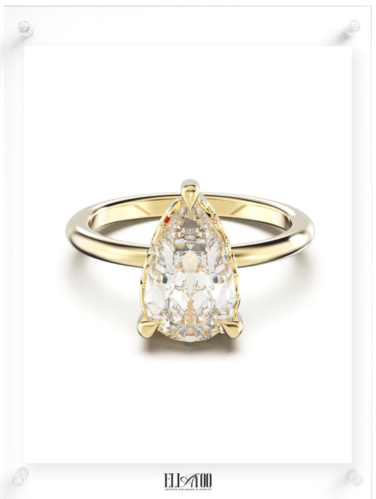 YNB Pear Diamond & Moissanite Ring