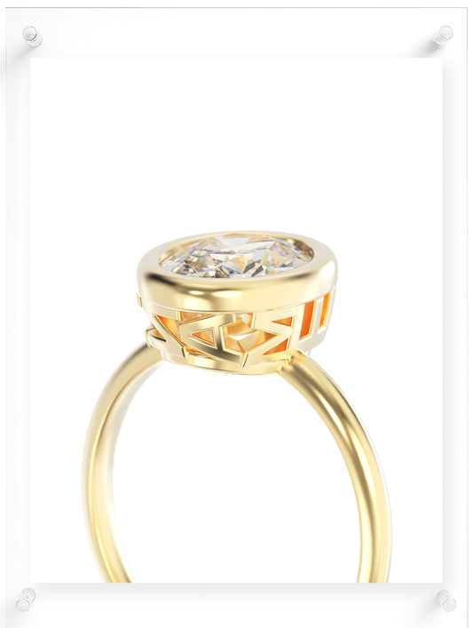 YNB Oval Diamond & Moissanite Bezel Ring