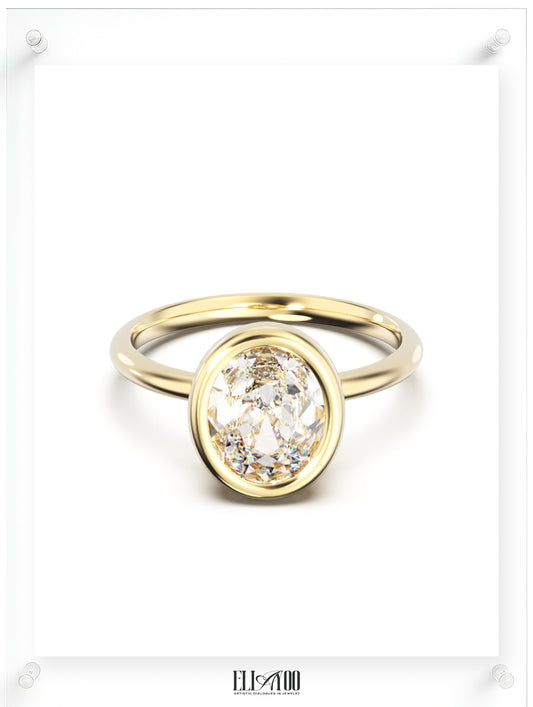YNB Oval Diamond & Moissanite Bezel Ring
