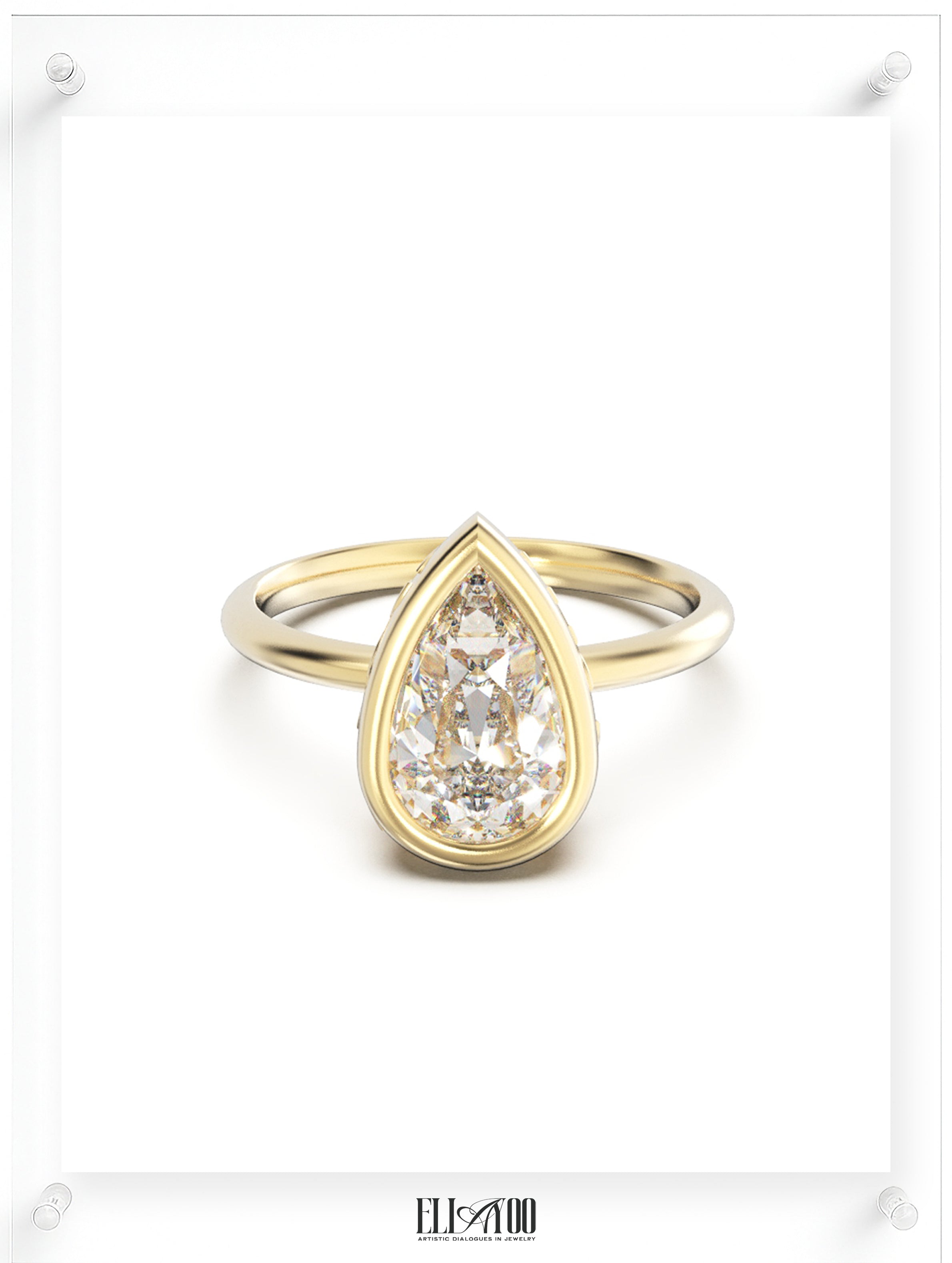 YNB Pear Diamond & Moissanite Bezel Ring