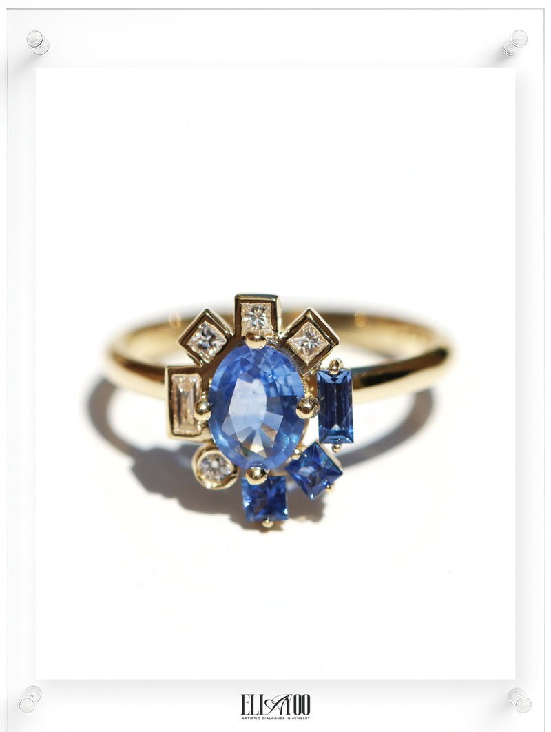Bauhaus Fleur Blue Sapphire Ring