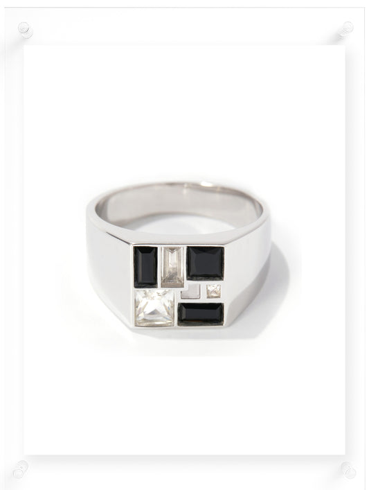 Men's Poetic Mind Black Onyx Ring - 14k Platinum