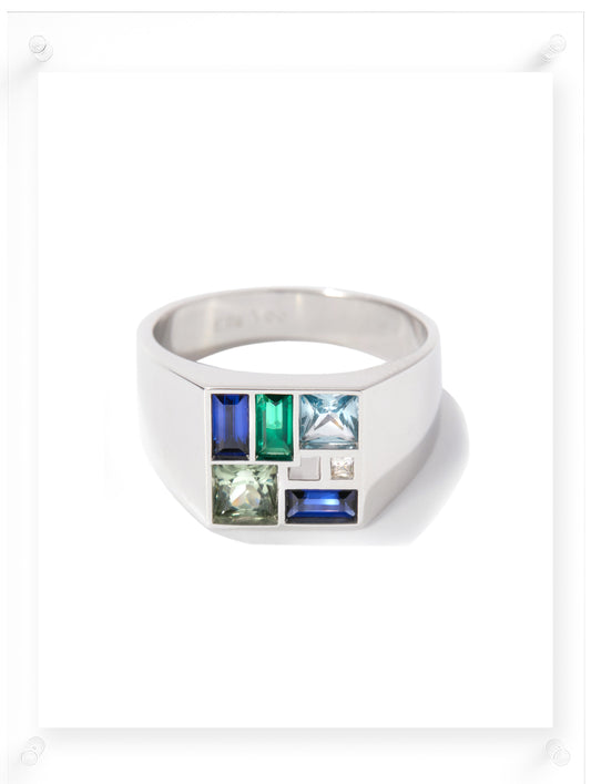 Men's Poetic Mind Blue Sapphire Ring - Platinum