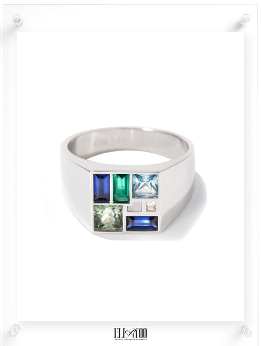 Men's Poetic Mind Blue Sapphire Ring - Sterling Silver