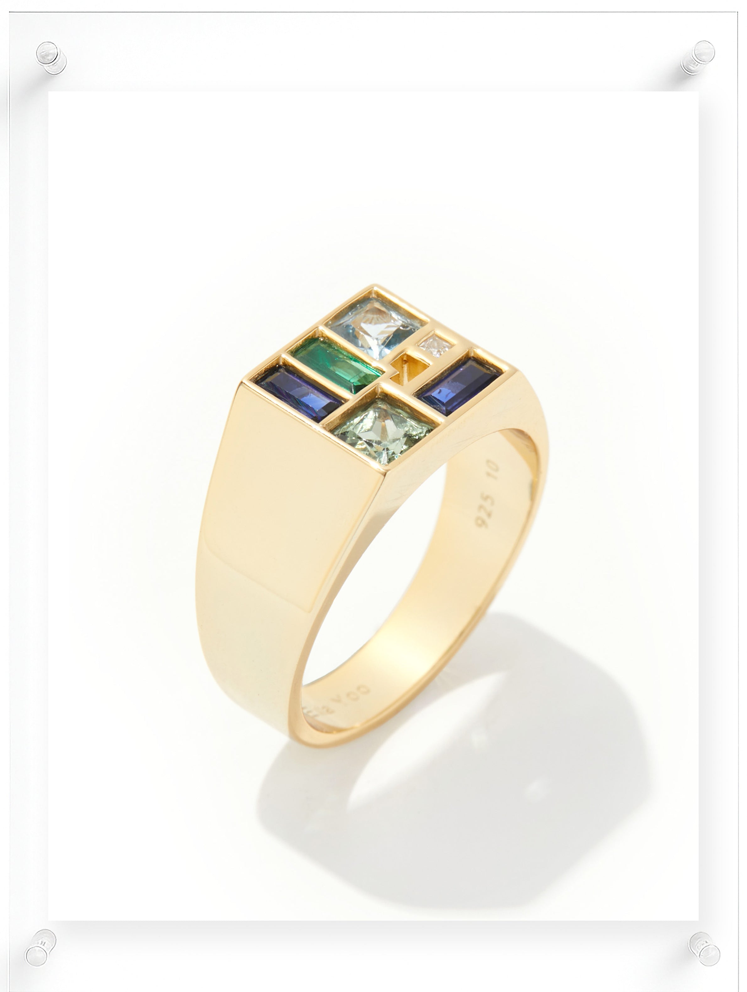 Men's Poetic Mind Blue Sapphire Ring - 14k Plated Gold