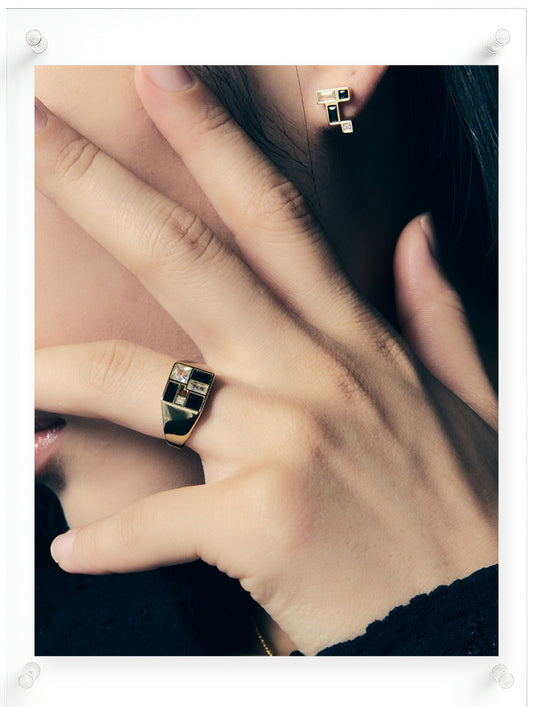 Poetic Mind Black Onyx Ring - 14k Yellow Gold