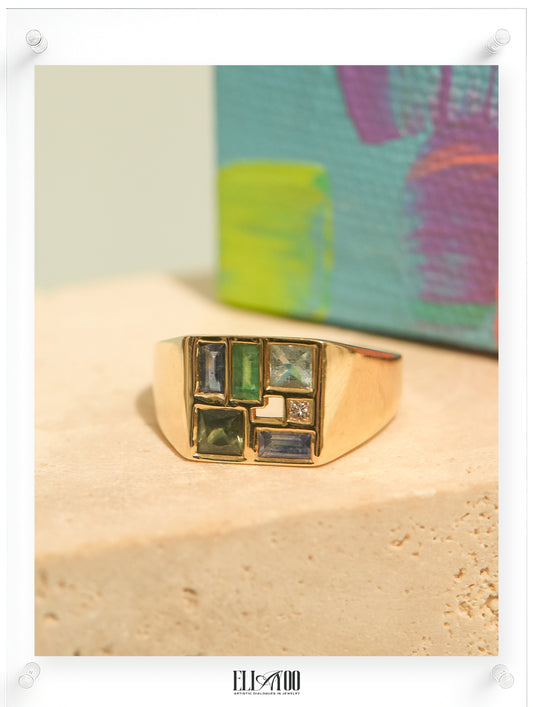 Poetic Mind Blue Sapphire Ring - 14k Yellow Gold