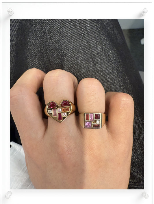 Poetic Heart Ruby Ring - 14k Plated Gold