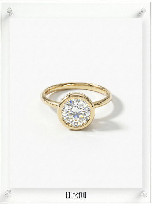 Round Diamond Ring with bezel setting