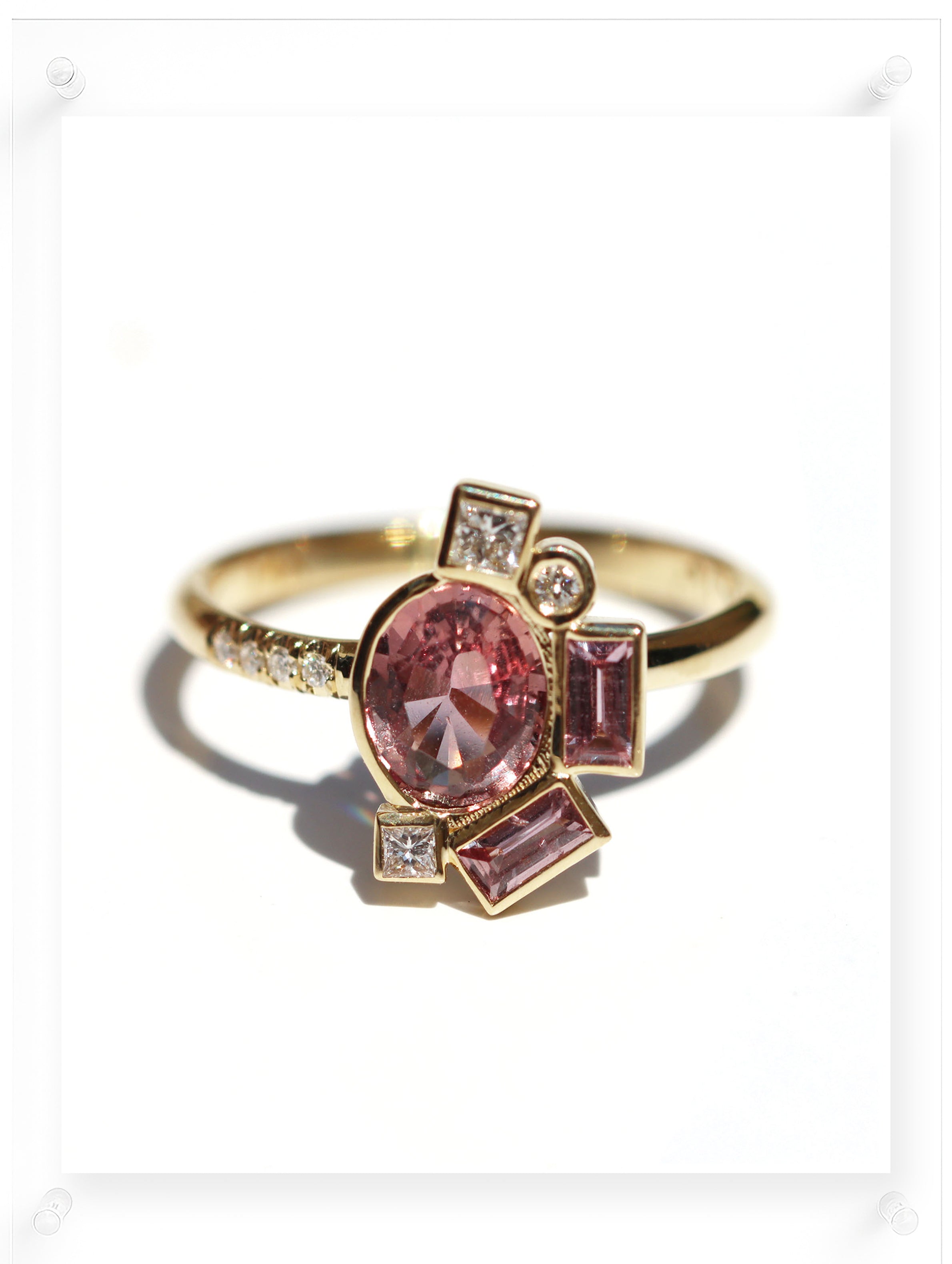 Bauhaus Sophisticated Pink Sapphire Ring