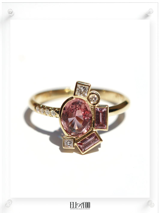 Bauhaus Sophisticated Pink Sapphire Ring