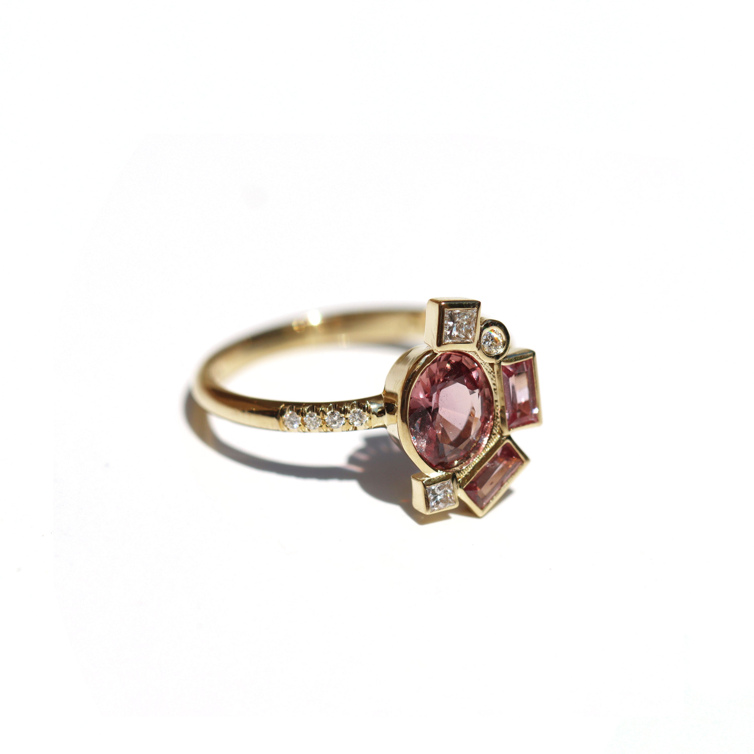 Bauhaus Sophisticated Pink Sapphire Ring