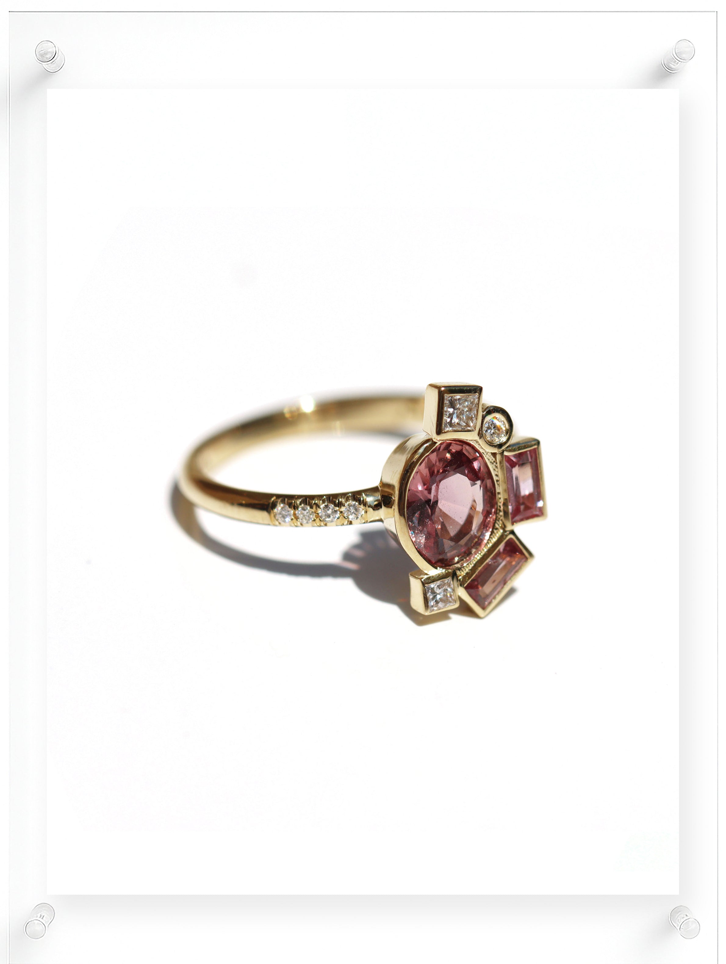 Bauhaus Sophisticated Pink Sapphire Ring