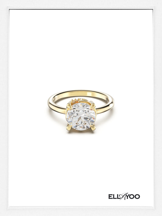 Your Name Basket Round Diamond & Moissanite Ring