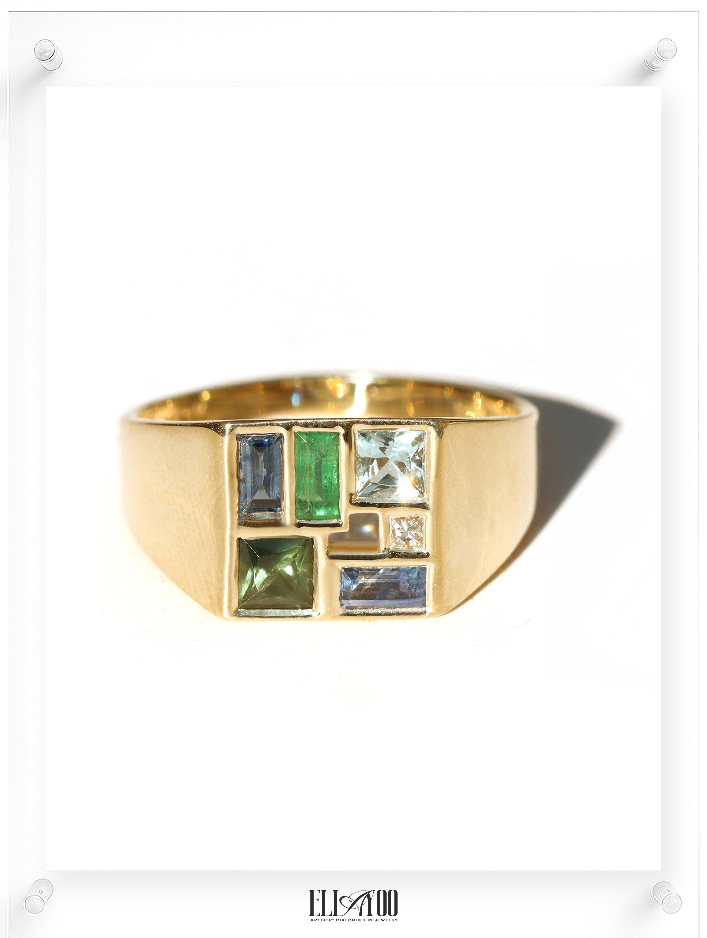 Men's Poetic Mind Blue Sapphire Ring - 14k Yellow Gold